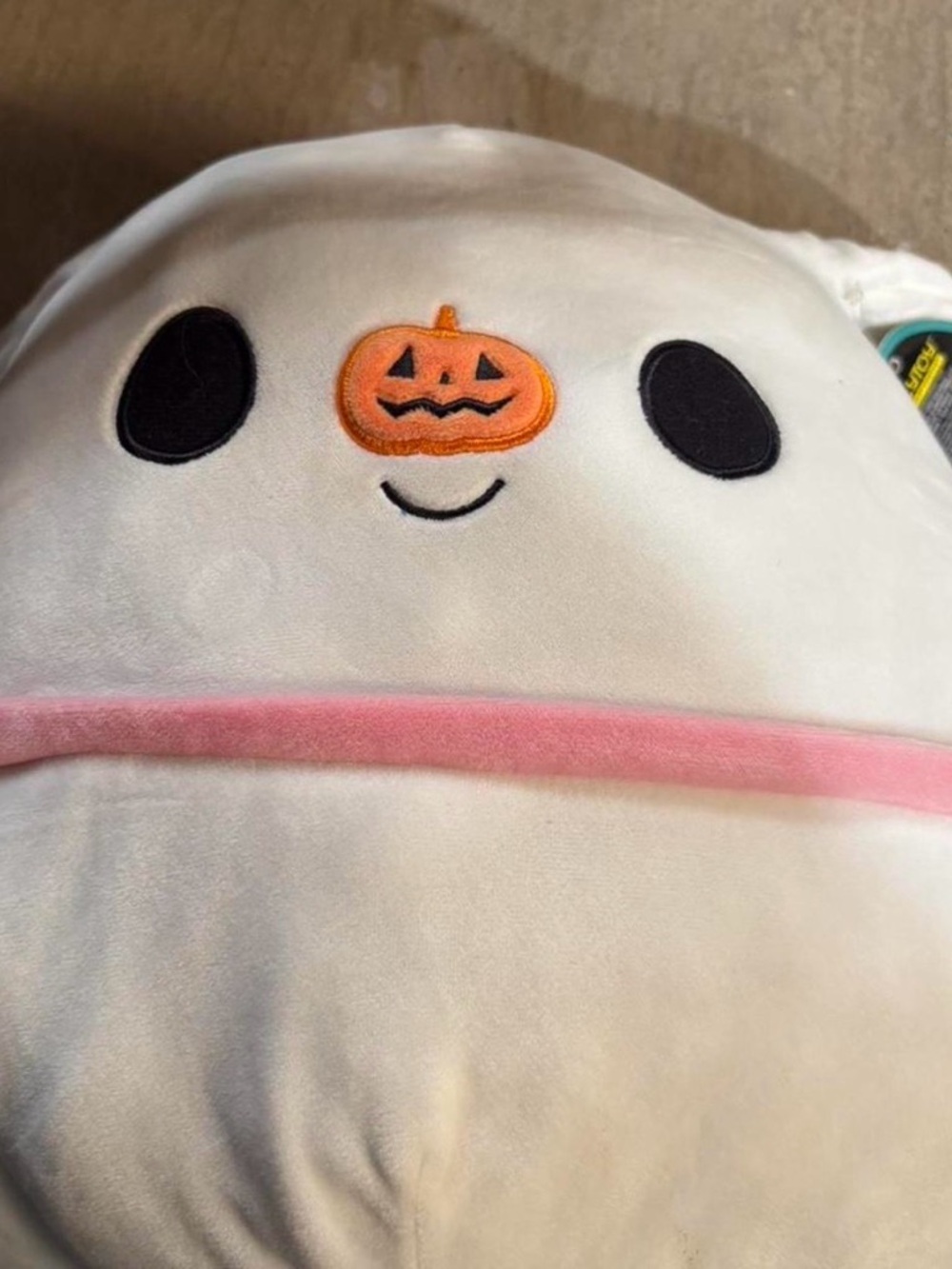 Squishmallows Zero with Pink Trim and Orange Pumpkin Accent